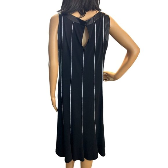 (5 for $25) Sandra Darren Black Sleeveless Piped Flare Dress Size 12 - Picture 4 of 6